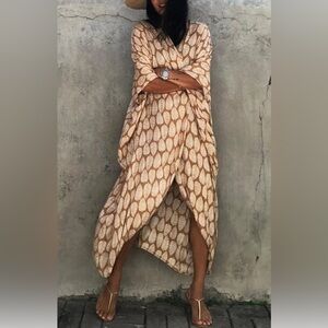Beige Patterned Maxi Dress